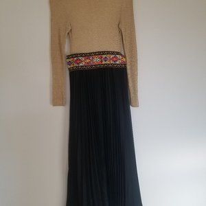 Vintage Pleated Dress Evening Gown
